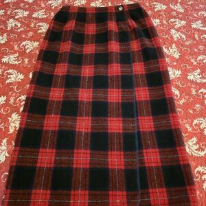 Marsh Landing Red and Black Plaid Maxi Skirt